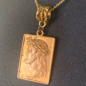 Necklace Jesus brass pendant